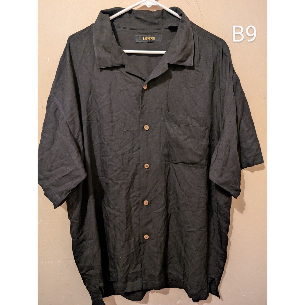 Bachrach 100% Silk SHORT SLEEVE Button Down Dress Shirt  2XL